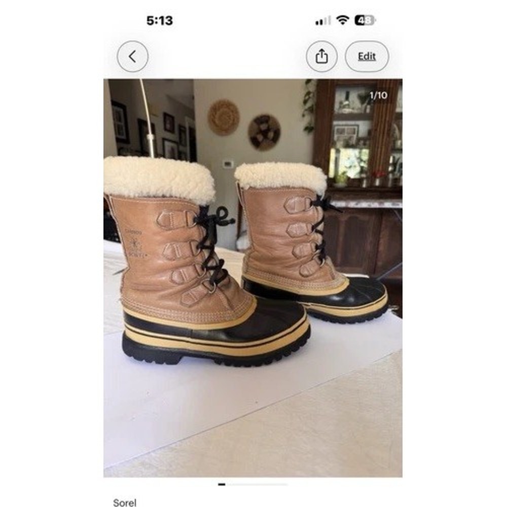 Vintage Sorel Caribou Boots Womens 9 Kaufman Made Canada Wool Lined Snow